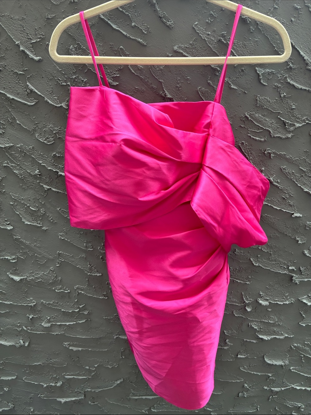 ASOS Luxe Hot Pink Draped Satin Mini Dress